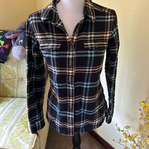 Patagonia navy, gold, white Plaid Button Down Shirt
